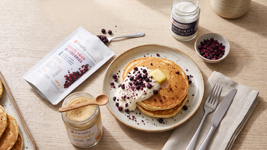 Fluffy keto blueberry cream cheese pancakes