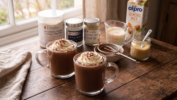 Rich keto hot chocolate with collagen in a mug