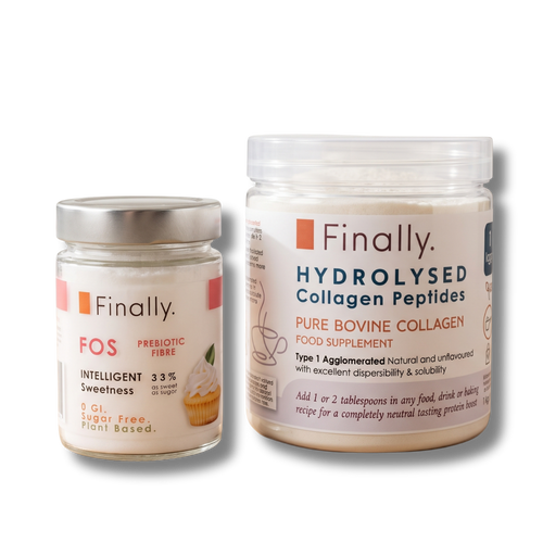 Finally. Collagen & Prebiotic Fibre Morning Pair: Hydrolysed Collagen Peptides 250g and FOS Prebiotic Fibre